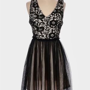 NWOT Francesca New MIAMI Medium Classic Black Nude Lace Lined Quality Dress